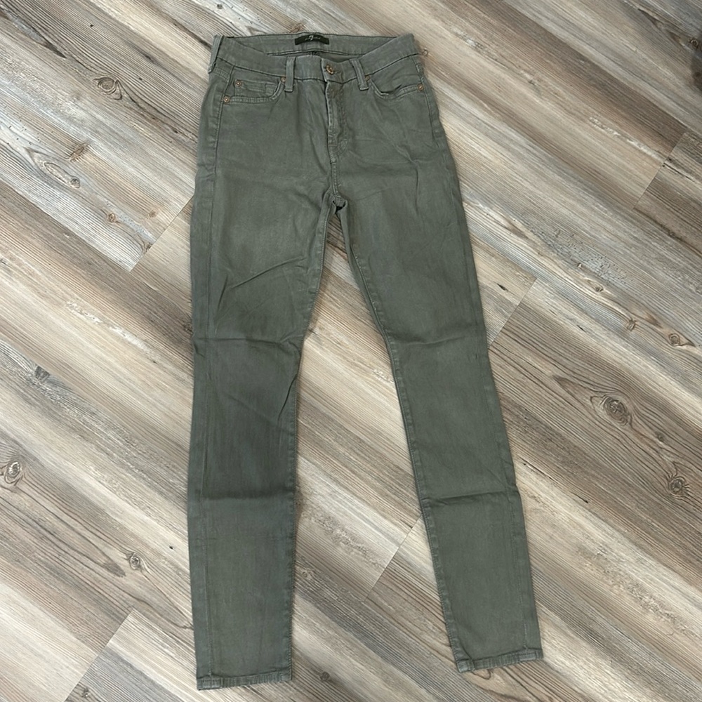 7 for all mankind size 25 green skinny jean